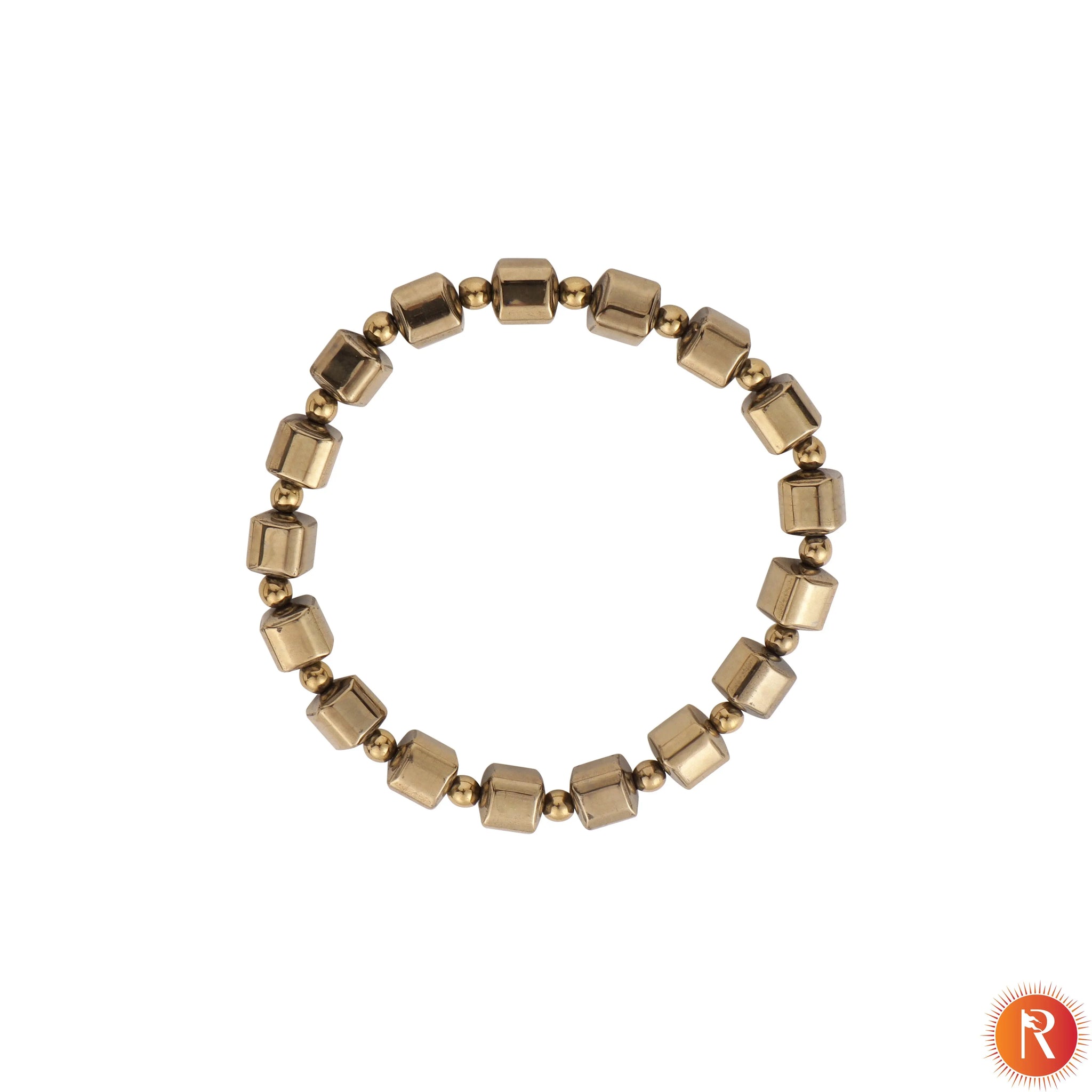 Golden Pyrite Cube Beads Bracelet Religious Bazar