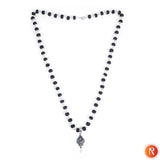Silver Capped Karungali Malai with Lord Murugan Vel Pendant