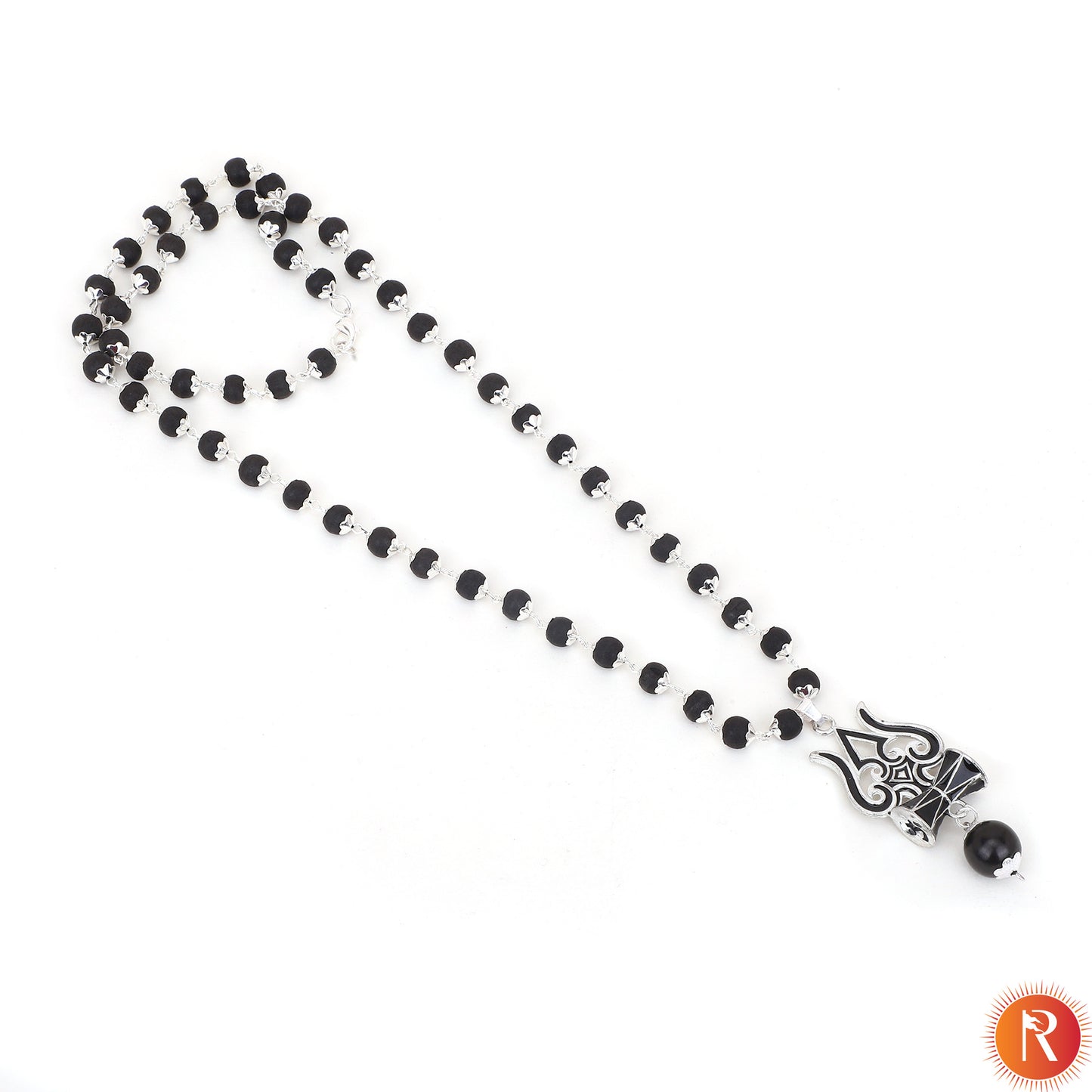 Mahadev Trishul Combo: Karungali Mala with Trishul & Damru Pendant with Bracelet