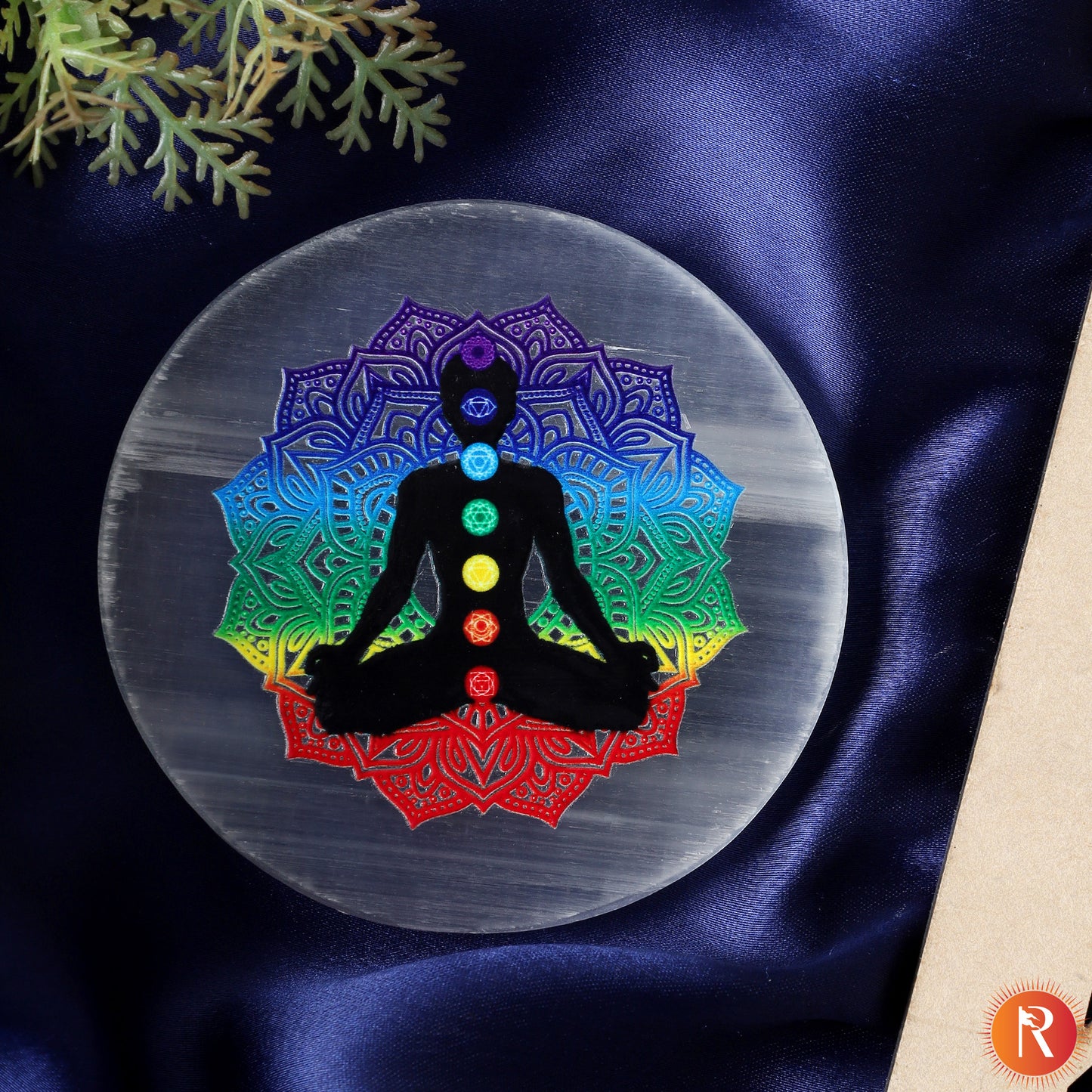 7 Yoga Sign Meditation Selenite Charging Plate