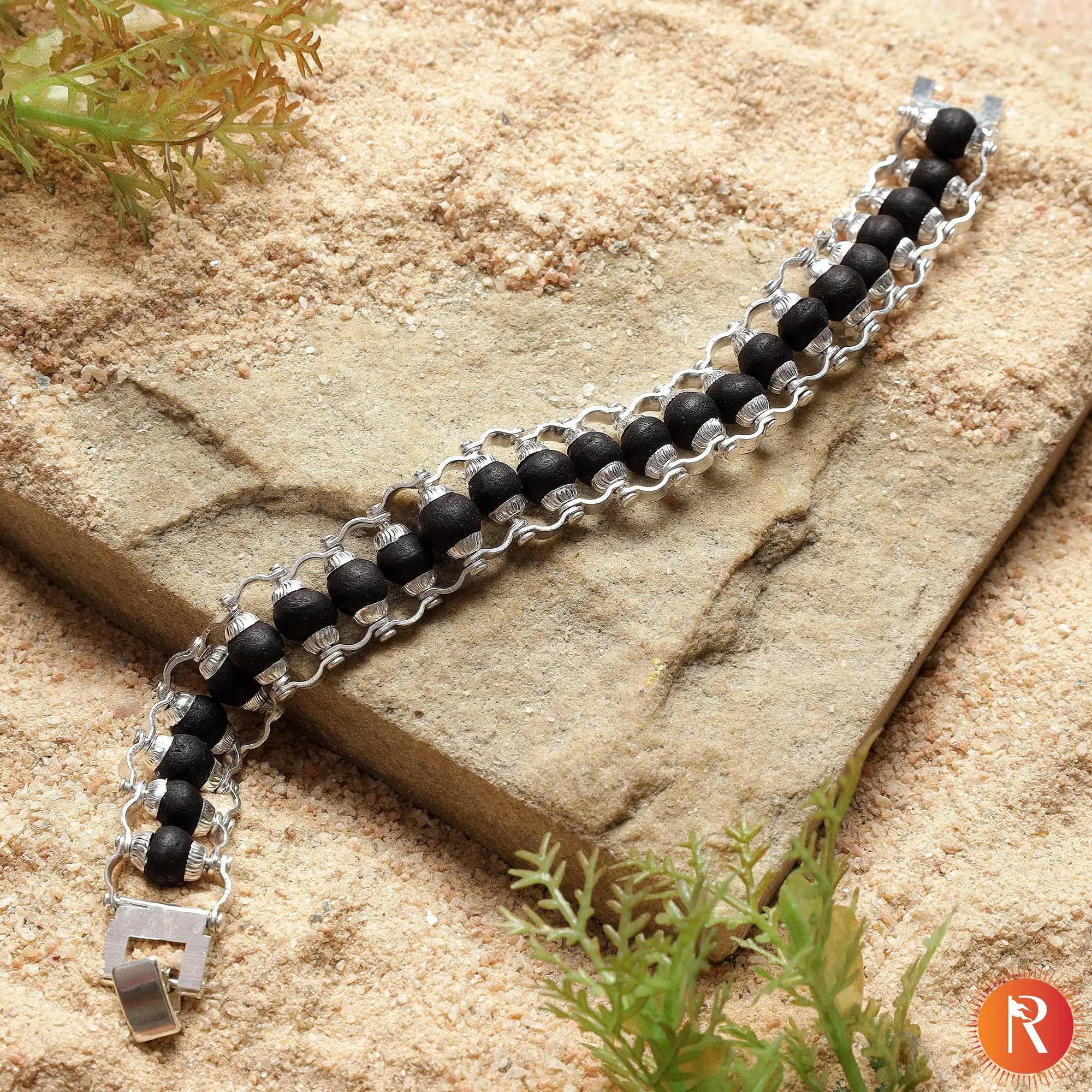 Karungali Kavach - Silver Plated Ebony wood Bracelet Religious Bazar