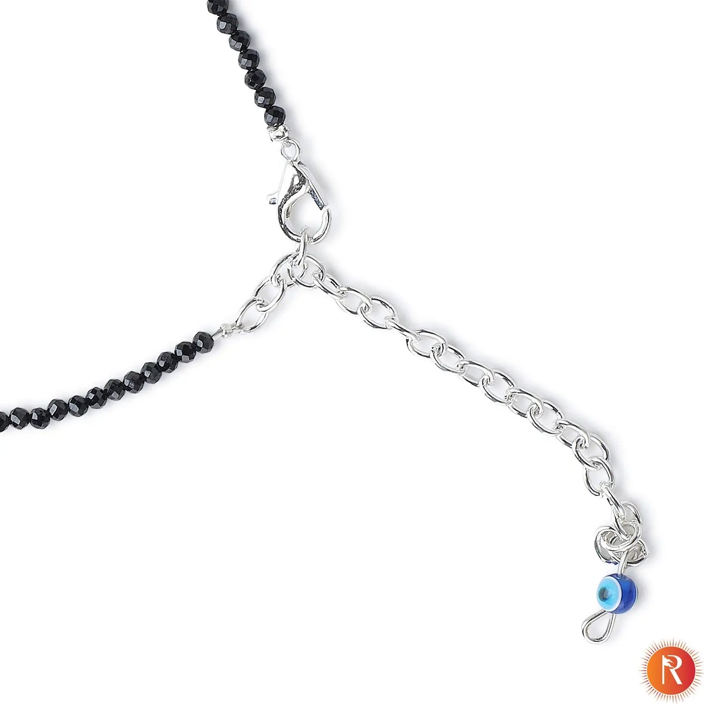 The Midnight Guardian Black Spinel & Evil Eye Protection Anklet Religious Bazar