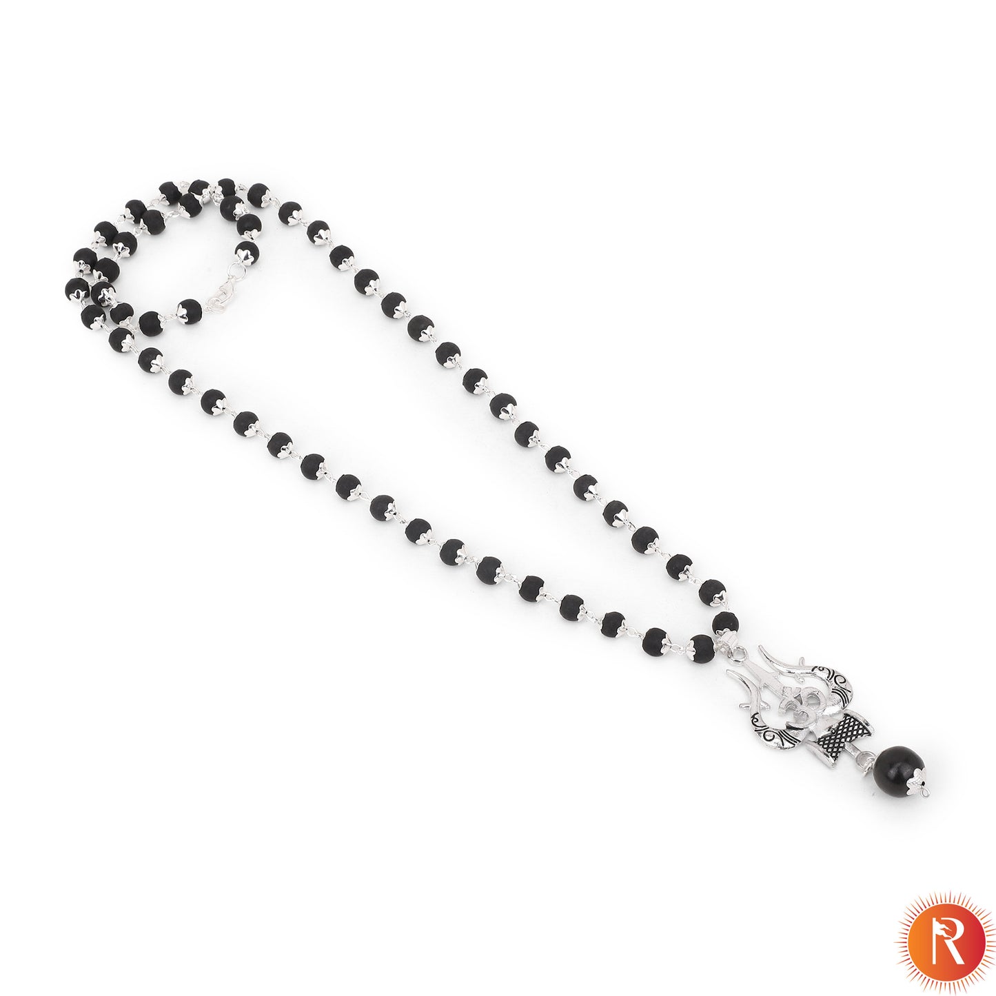 Divine Karungali Combo: Silver-Capped Malai & Shiva-Shakti Pendants with Bracelet