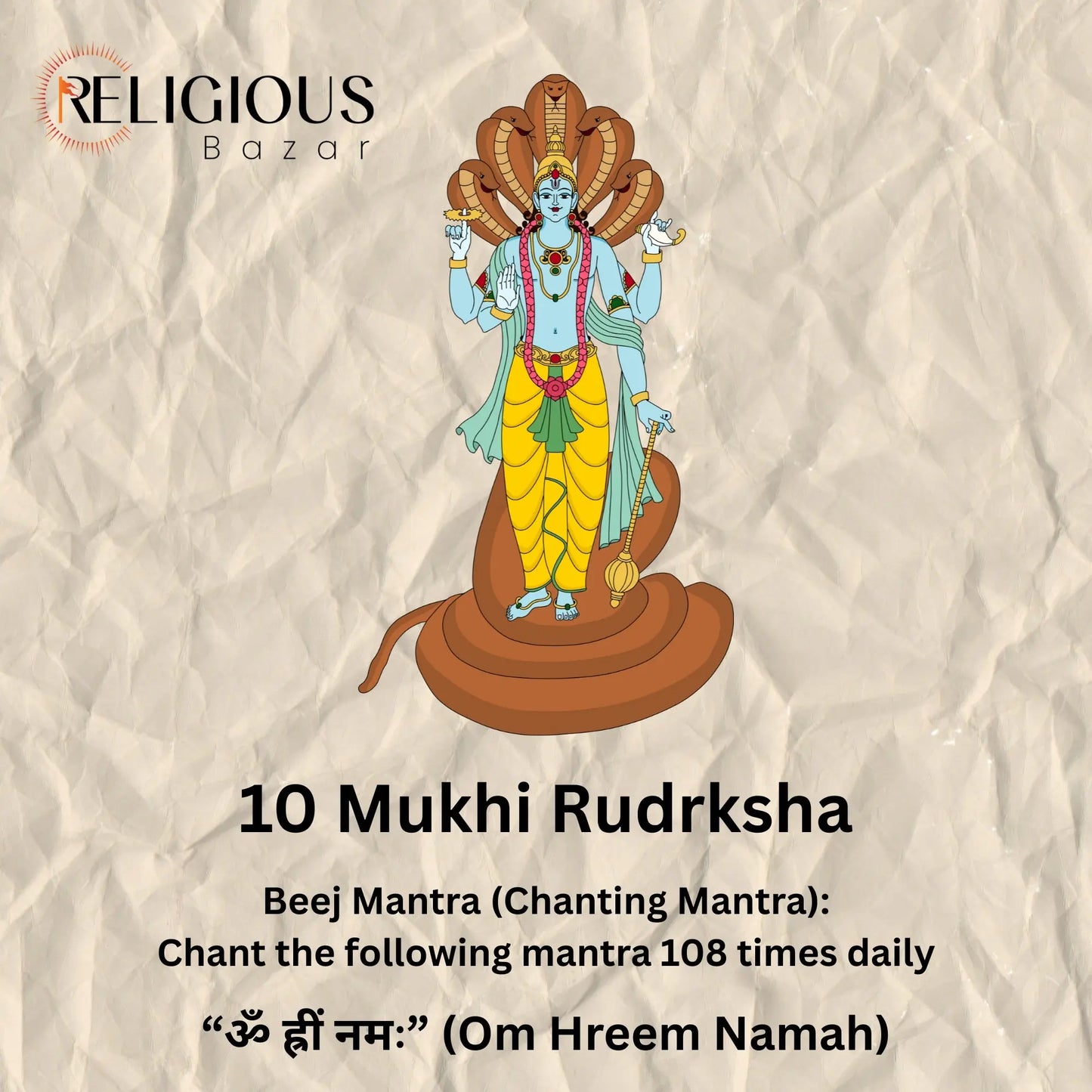 Nepal Origin 10 Mukhi Lab Certified Rudraksha - 17mm to 22mm Religious Bazar